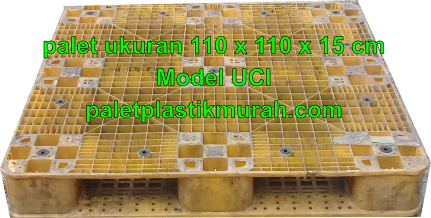 palet plastik bekas murah ukuran 110 x 110 x 15 cm