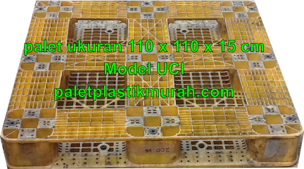 palet plastik bekas murah ukuran 110 x 110 x 15 cm